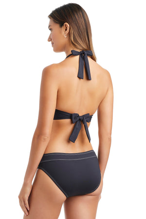 Blue Bleu Rod A Fine Line halter bikini top with adjustable straps and vibrant color, perfect for summer beachwear.