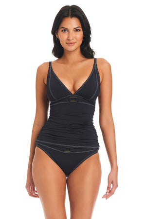 A Fine Line Over The Shoulder Tankini Swimsuit Top - Bleu Rod Beattie