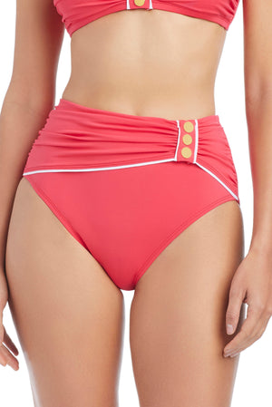 Blue high waist bikini bottom from Bleu Rod's Ahoy, Captain! collection with shirred detailing and a stylish fit.