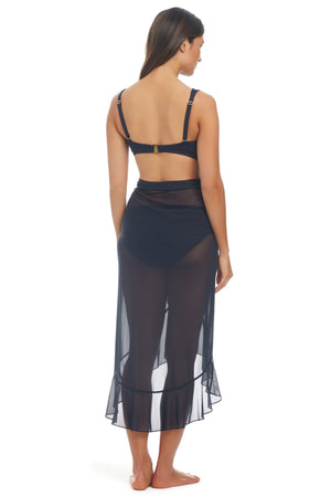 Be Transparent Mesh Ruffle Wrap Pareo Cover Up - Bleu Rod Beattie