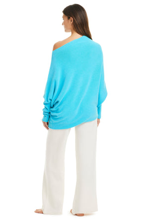 Milano Asymmetrical Long Sleeve Sweater Cover Up - Bleu Rod Beattie