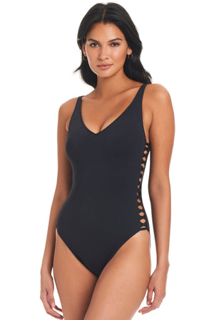 Kore Side Lace-Down One-Piece Swimsuit - Bleu Rod Beattie