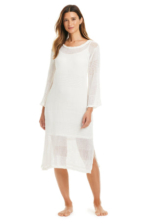 Milano Long Sleeve Crochet Dress Cover Up Dress - Bleu Rod Beattie