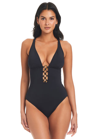 Ring Me Up Over The Shoulder One-Piece Swimsuit - Bleu Rod Beattie