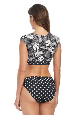 Double Trouble Tie Front Cap Sleeve Bikini Top - Bleu Rod Beattie