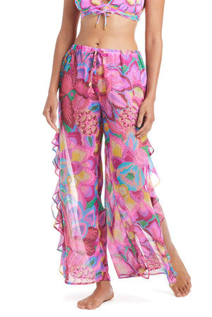 Blue Dream Weaver pant coverup dress by Bleu Rod, lightweight and breezy for beach or poolside wear.