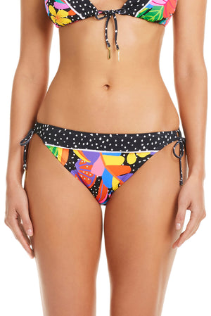 Bleu Rod extra bold tie side hipster bikini bottom in multi-color with adjustable side ties and a comfortable fit.