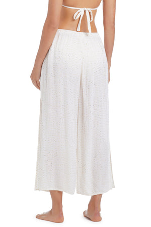 Golden Hour side slit cover-up pant by Bleu Rod, stylish lightweight pants with side slits, perfect for beach or poolside wear.