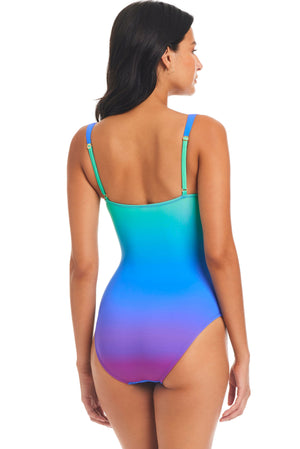 Heat Of The Moment Shirred Bandeau One-Piece - Bleu Rod Beattie