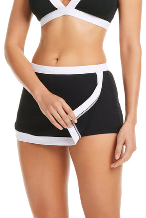 Bleu Rod I'm With The Band skirted boy short bikini bottom with a sporty, relaxed fit and adjustable side ties.