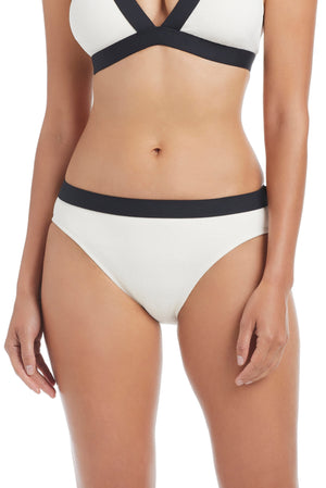 Blue hipster bikini bottom from Bleu Rod's I'm With The Band collection in Coconut Water, featuring a comfortable fit and stylish design.