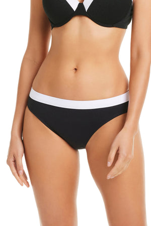 Blue hipster bikini bottom from Bleu Rod's I'm With The Band collection, featuring a comfortable, classic cut for beachwear.