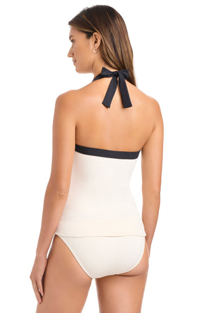 I'm With The Band Halter Tankini Top - Bleu Rod Beattie