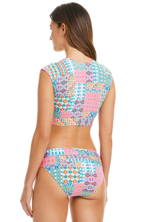 Ibiza Bohemia O-Ring Cap Sleeve Crop Top - Bleu Rod Beattie