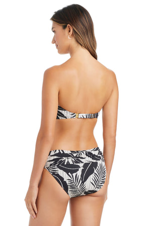 Blue Bleu Rod Island Time bandeau bikini top with tropical print, featuring a strapless design and supportive fit.