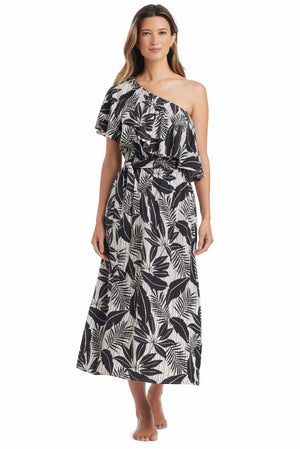 Bleu Rod Island Time dress coverup, lightweight and breezy beachwear with tropical print, perfect for resort or poolside.