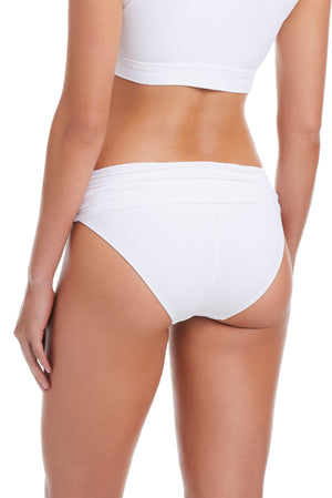 Bleu Rod The Kore Collection hipster bikini bottom with a stylish sarong design, displayed on a model.