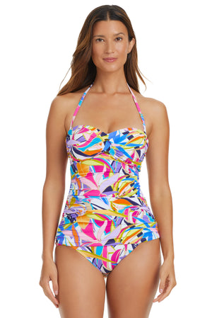 Living Color Draped Bandini Tankini Swimsuit Top - Bleu Rod Beattie