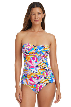 Living Color Draped Bandini Tankini Swimsuit Top - Bleu Rod Beattie