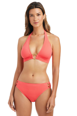 Pique Ole Halter Bikini Top With Ring - Bleu Rod Beattie