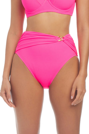 Pique Ole Shirred Hi-Waist Bikini Bottom - Bleu Rod Beattie