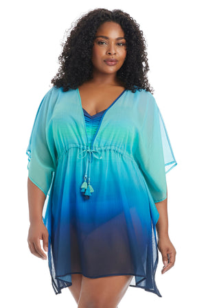 Desert Mirage Plus Caftan Coverup - Bleu Rod Beattie