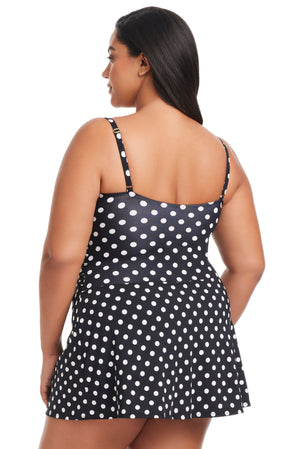 Plus Size Double Trouble Swim Dress One Piece Swimsuit - Bleu Rod Beattie