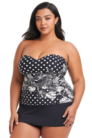 Plus Size Double Trouble Shirred Bandini Top - Bleu Rod Beattie