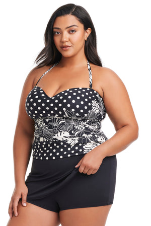 Plus Size Double Trouble Shirred Bandini Top - Bleu Rod Beattie