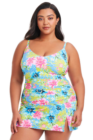 Plus Size Let's Get Away Scoop Neck Tankini Top - Bleu Rod Beattie