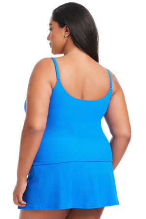 Plus Size Pique Ole V-Neck Tankini Top - Bleu Rod Beattie