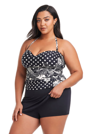 Plus size Bleu Rod Plus Double Trouble skirted boy short bottom, comfortable and stylish plus size boy short with a skirted design.