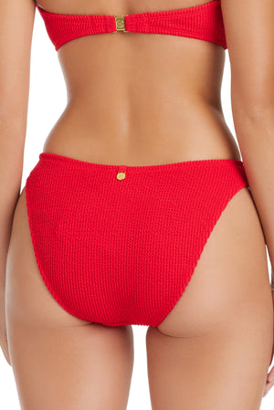Blue Bleu Rod Pucker Up hi-leg 90's bikini bottom with high cut design, shown on a white background.