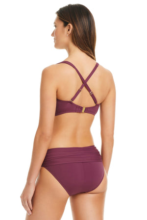 Bleu Rod The Kore Collection underwire bandeau bikini top with shirred design, D-DD cup, in vibrant swimwear fabric.