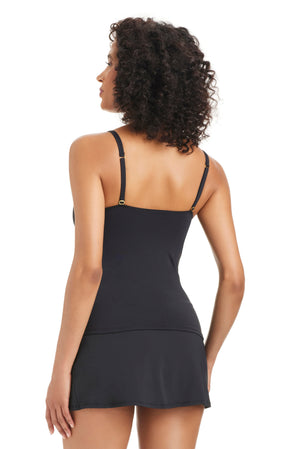 Blue Kore Tankini swimsuit top from Bleu Rod's The Kore Collection, featuring a stylish tankini design with supportive straps.