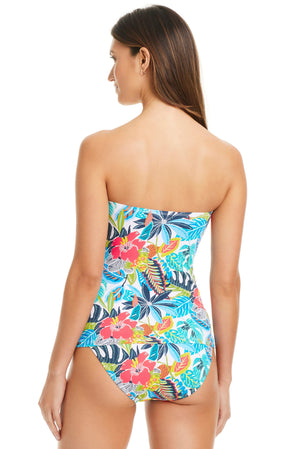 The Living Is Easy Twist Bandeau Tankini Top - Bleu Rod Beattie