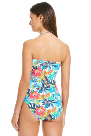 The Living Is Easy Twist Bandeau Tankini Top - Bleu Rod Beattie