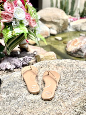 The Indie Patent Strap Sandal In Nude