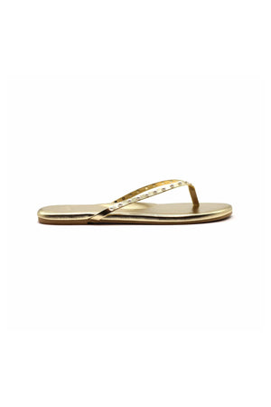 The Indie Sandal in Solid Metallic Gold with Pearls