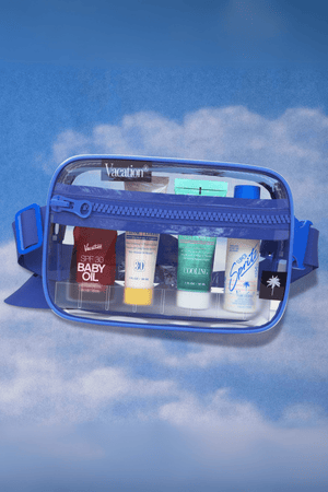 Vacation Sunscreen Sun Belt Sampler Kit with multiple sunscreen bottles in a compact travel-sized set.