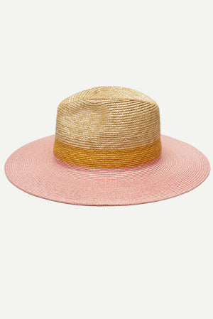 WYETH Bondi colorblock packable rancher hat with wide brim and adjustable chin strap, perfect for sun protection and outdoor wear.