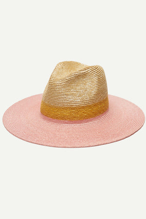 WYETH Bondi colorblock packable rancher hat with wide brim and adjustable strap, featuring vibrant colorblock design.