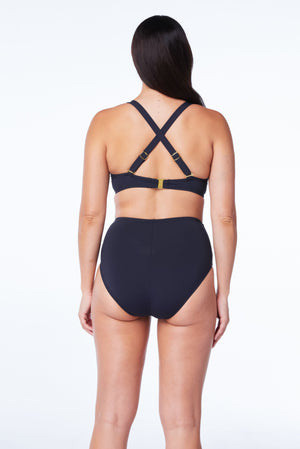 Shirred Fold Over High Waist Bikini Bottom - Bleu Rod Beattie