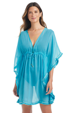 Fringe Benefits Caftan Coverup - Waterfall