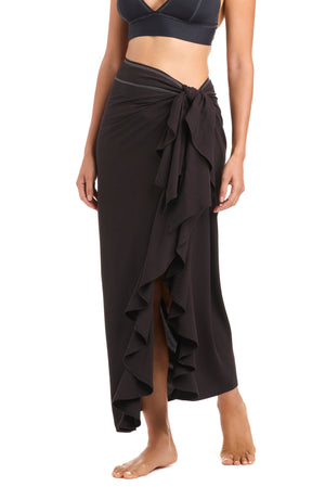 Black Bleu Rod A Fine Line 2026 pareo coverup, lightweight and stylish beachwear, draped fabric with subtle pattern details.