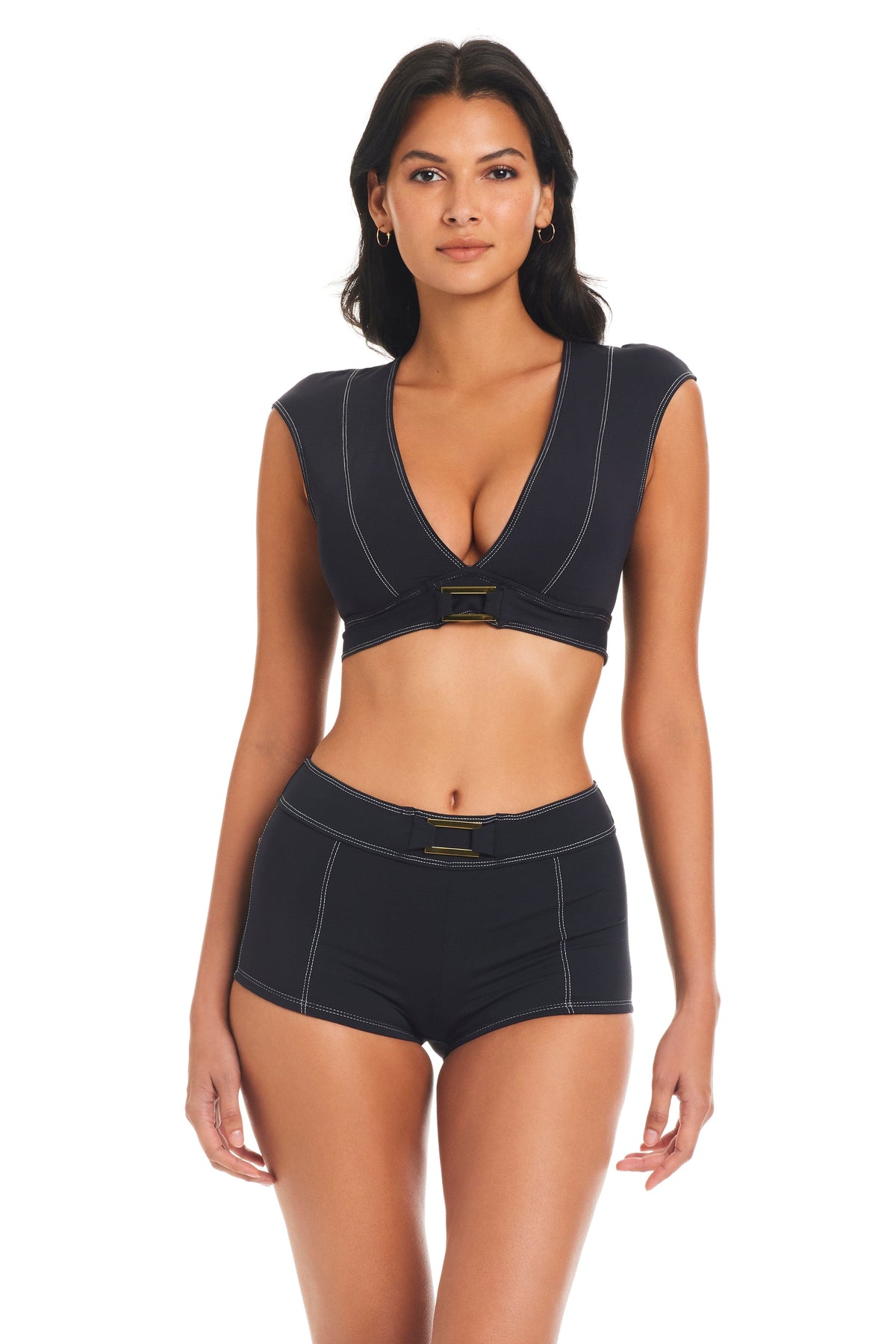 A Fine Line Cap Sleeve Crop Bikini Top - Bleu Rod Beattie