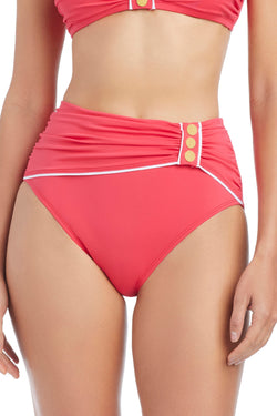 Blue high waist bikini bottom from Bleu Rod's Ahoy, Captain! collection with shirred detailing and a stylish fit.