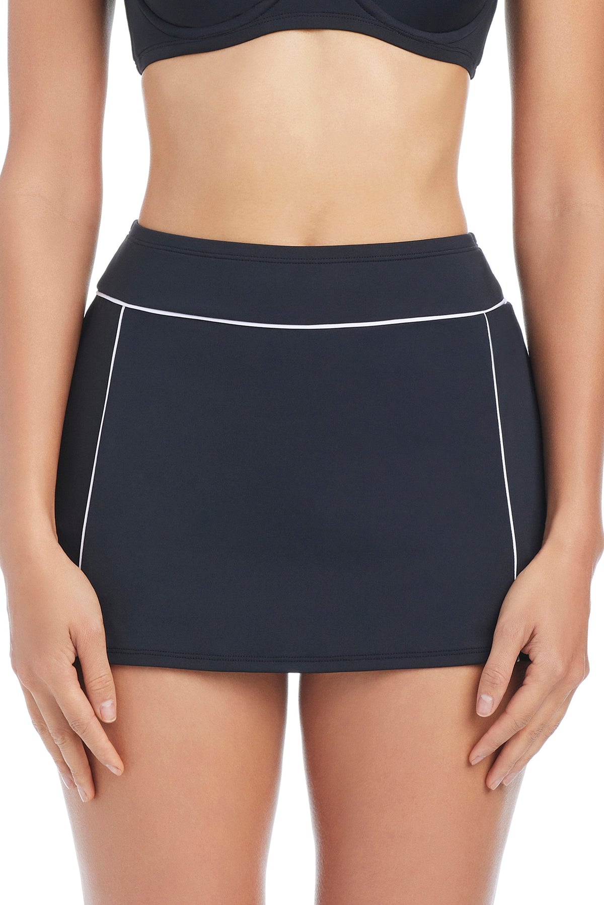 Blue Bleu Rod Ahoy, Captain! skirted bikini shorts with pockets, stylish swimwear bottom for beach or pool.