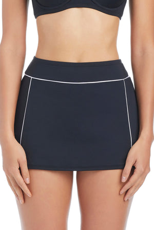 Blue Bleu Rod Ahoy, Captain! skirted bikini shorts with pockets, stylish swimwear bottom for beach or pool.