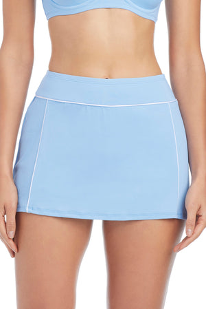 Blue Bleu Rod Ahoy, Captain! skirted bikini shorts with pockets, stylish swimwear bottom for beach and pool activities.